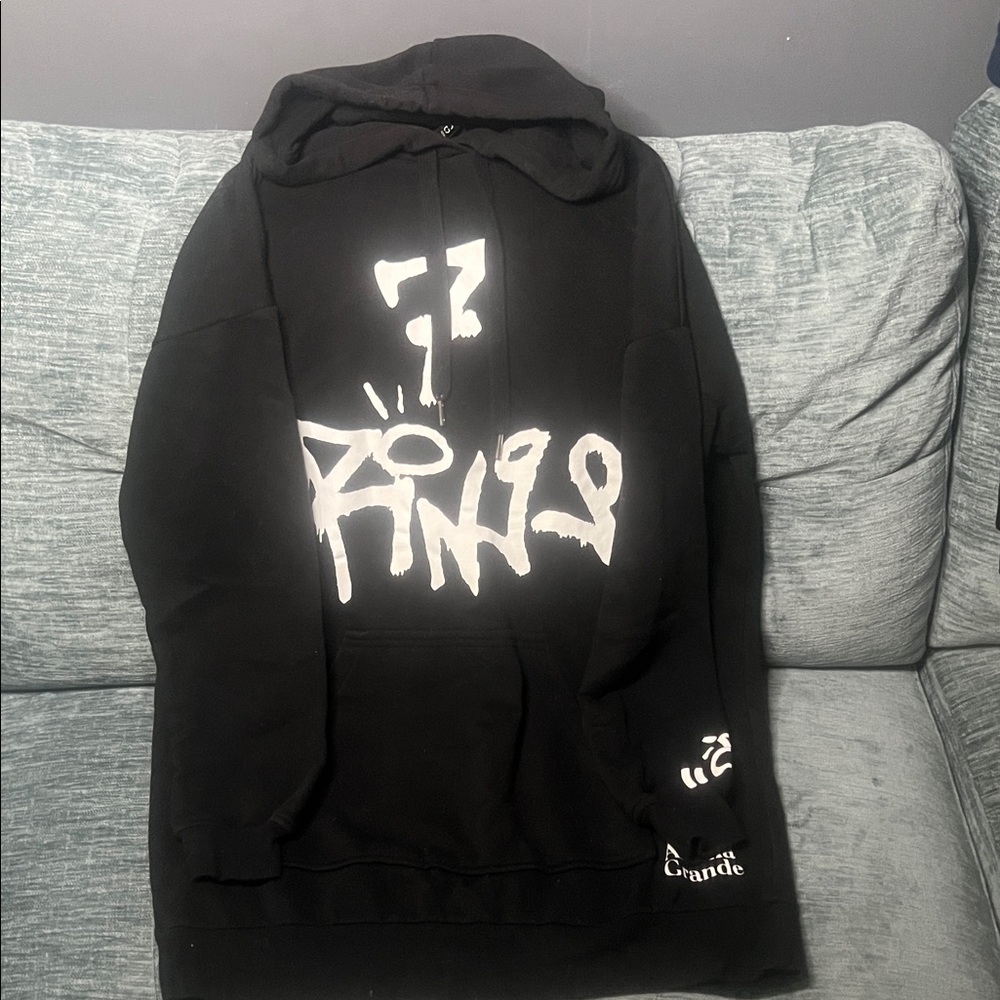 Black Hoodie dress with White Graphic Print